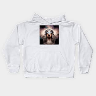 Fractal Design of A Long Haired Dachshund Kids Hoodie